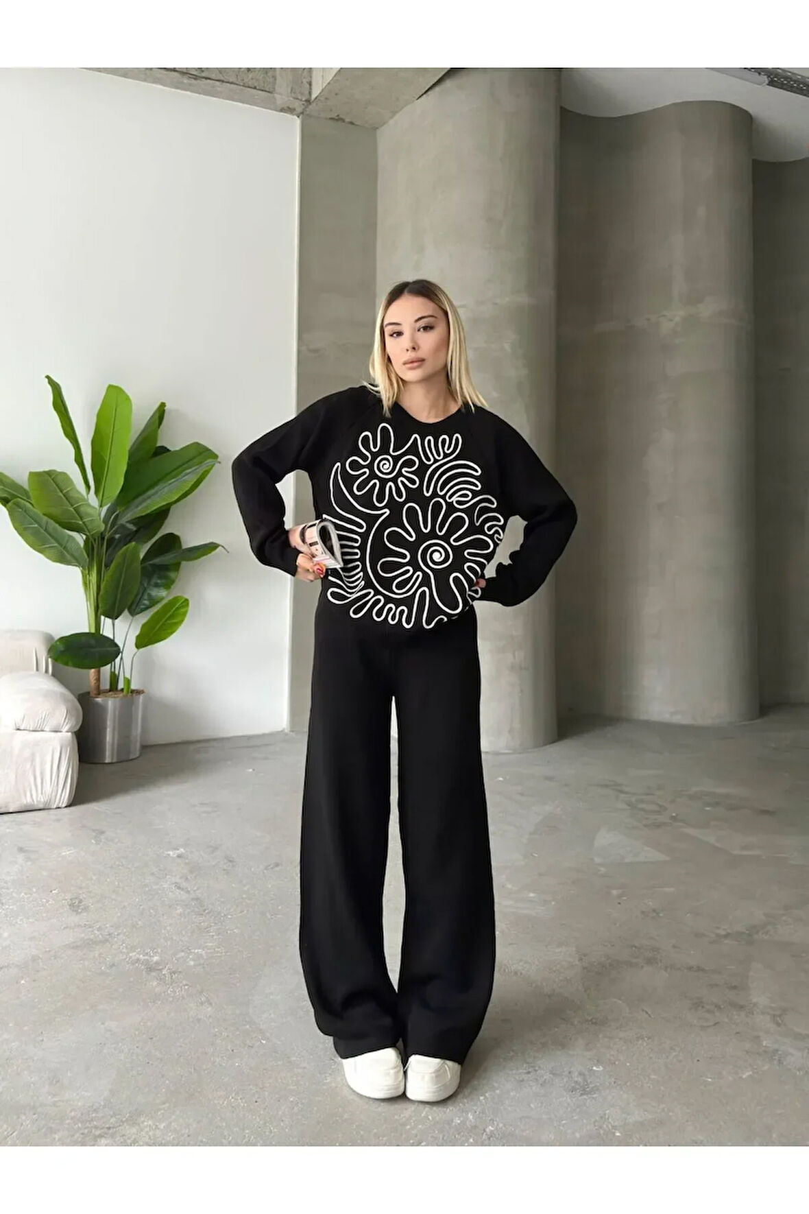 Elegance Desenli Alt Üst Triko Takım