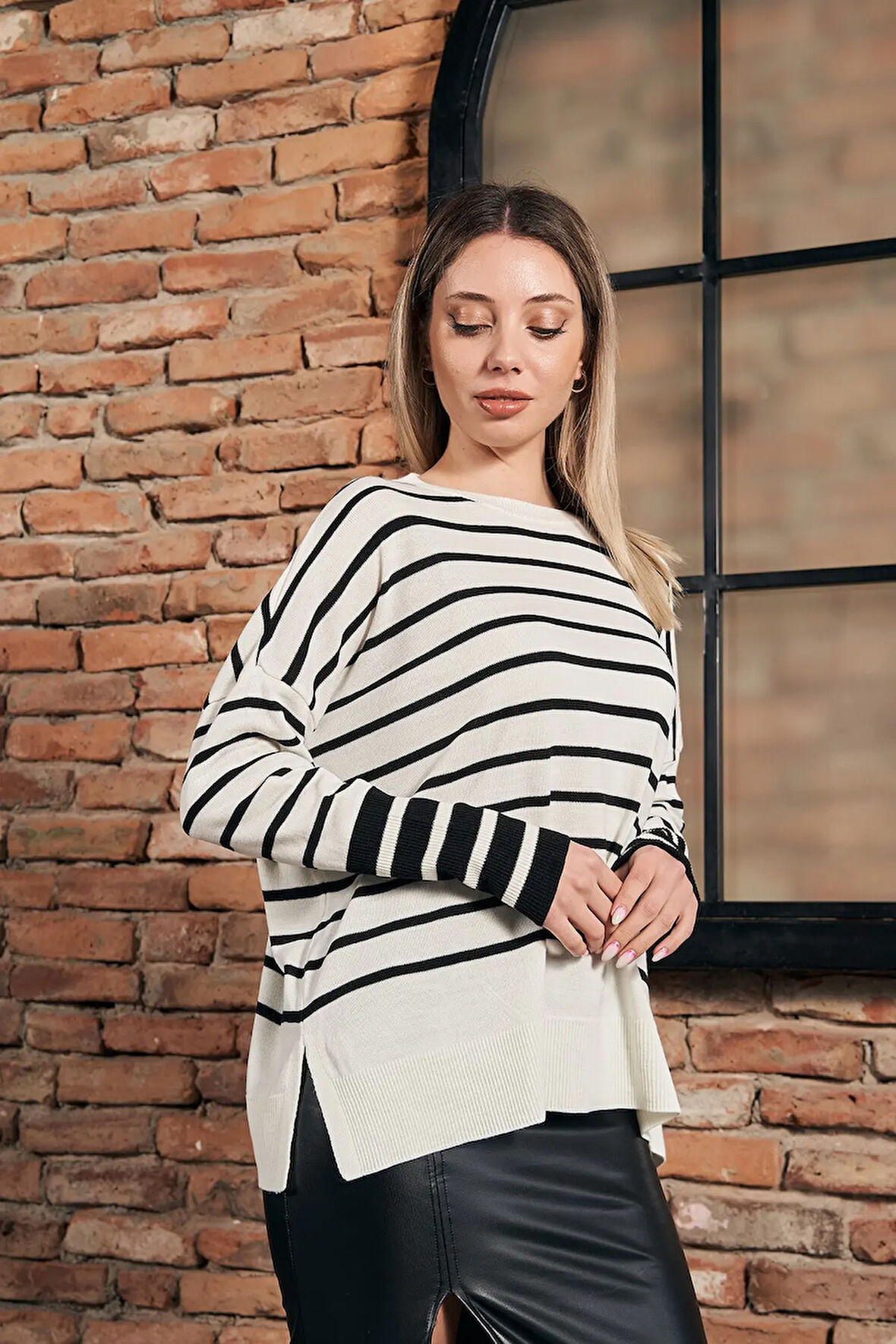 Çizgili Triko Kazak