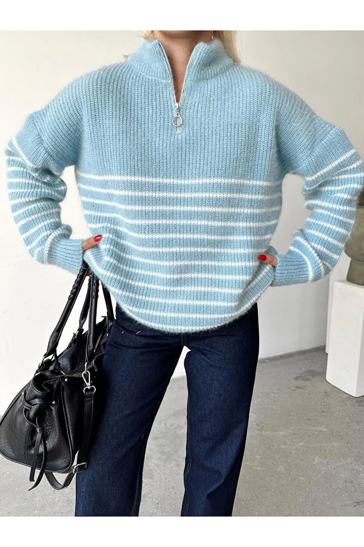 Çizgili Triko Kazak