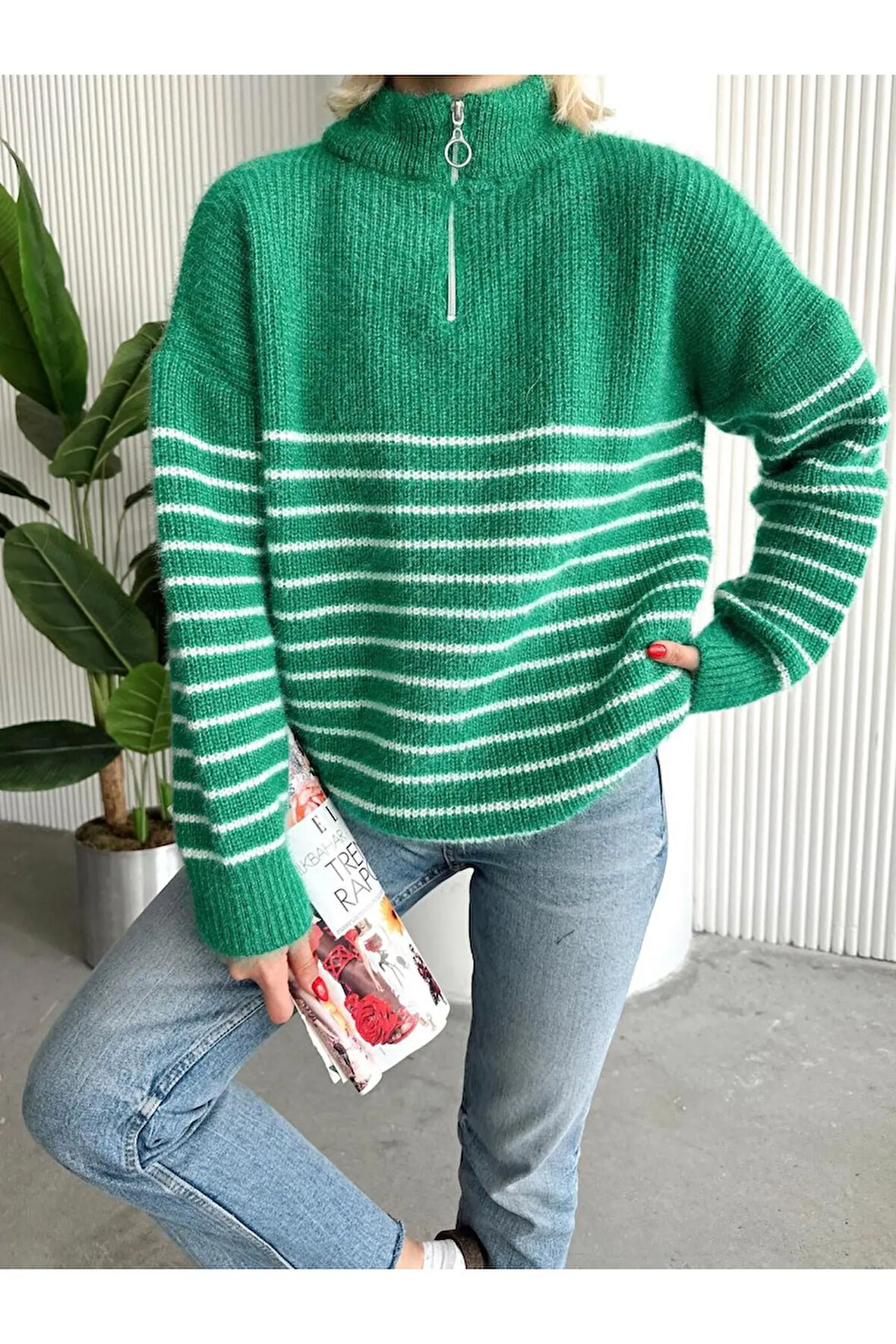 Çizgili Triko Kazak