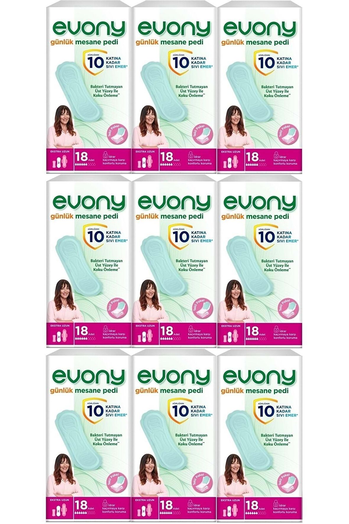 EVONY GÜNLÜK MESANE Pedi Ekstra Uzun 162 Adet (9pk*18)