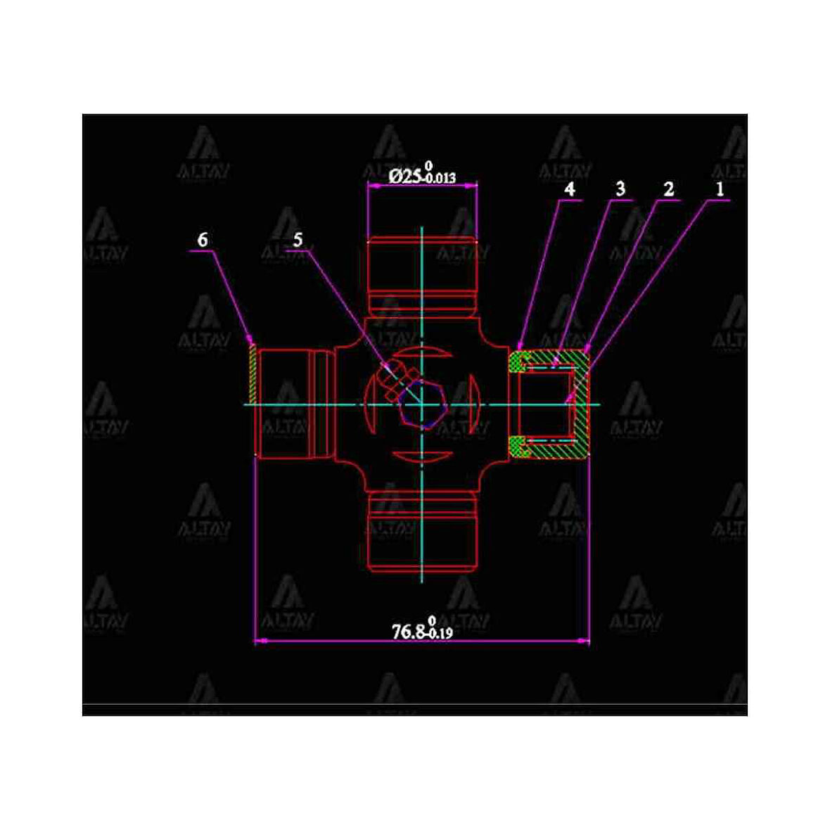 L-300 90-08 L-200 89-99 76,8Mm X 25Mm Dıştan Segman İstavroz Mafsal Şaft - Gum-88 