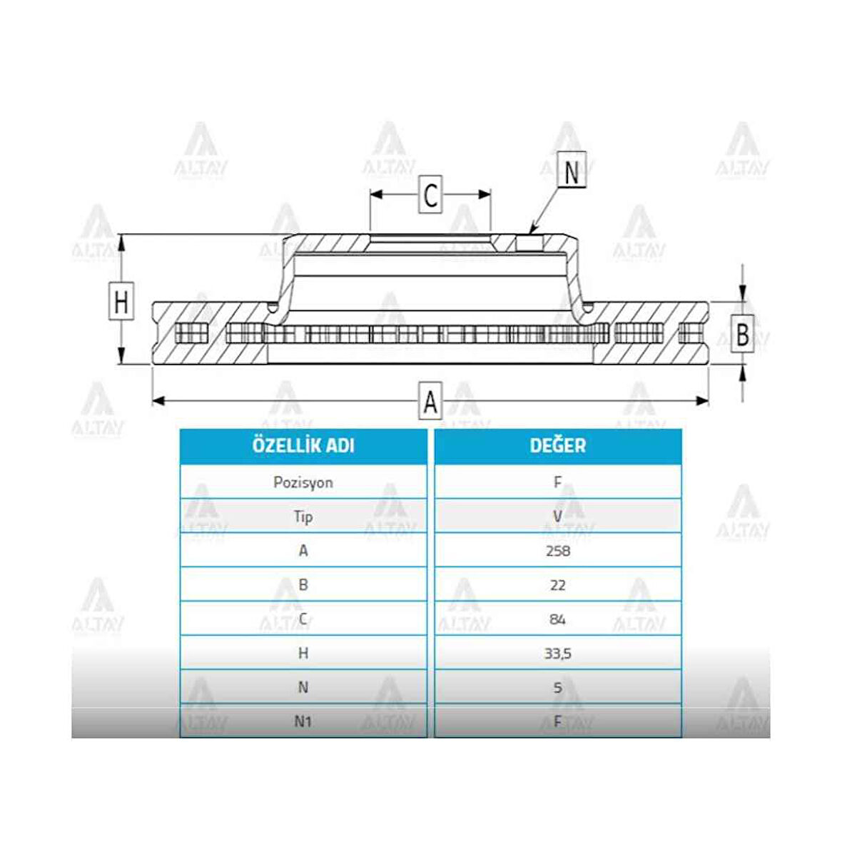 L-300 86-10 Ön Havali 258-5 Fren Diski - Mhr-03716 - Mb407030 