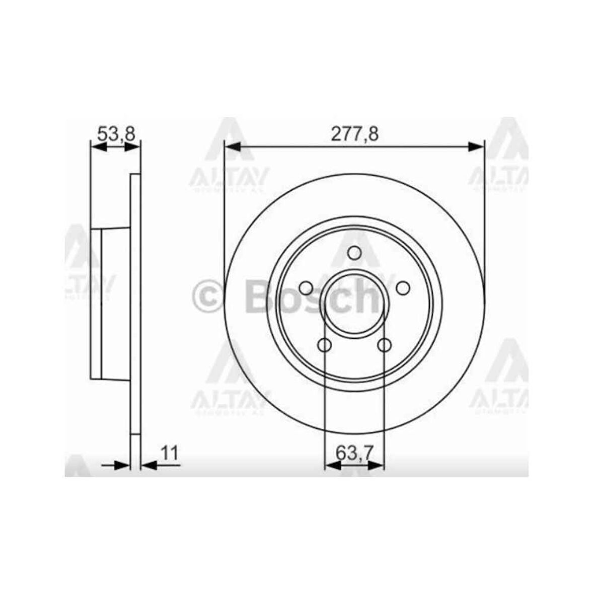Connect 02- Arka Düz 278-5 Fren Diski - Bsh-0986479S51 - 2T142A315Bc 