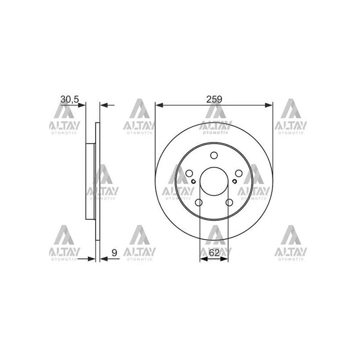 Corolla Uyumlu 07-13 Arka Benzinli 259-5 Fren Diski - Bsh-0986479765 - 42431-12260