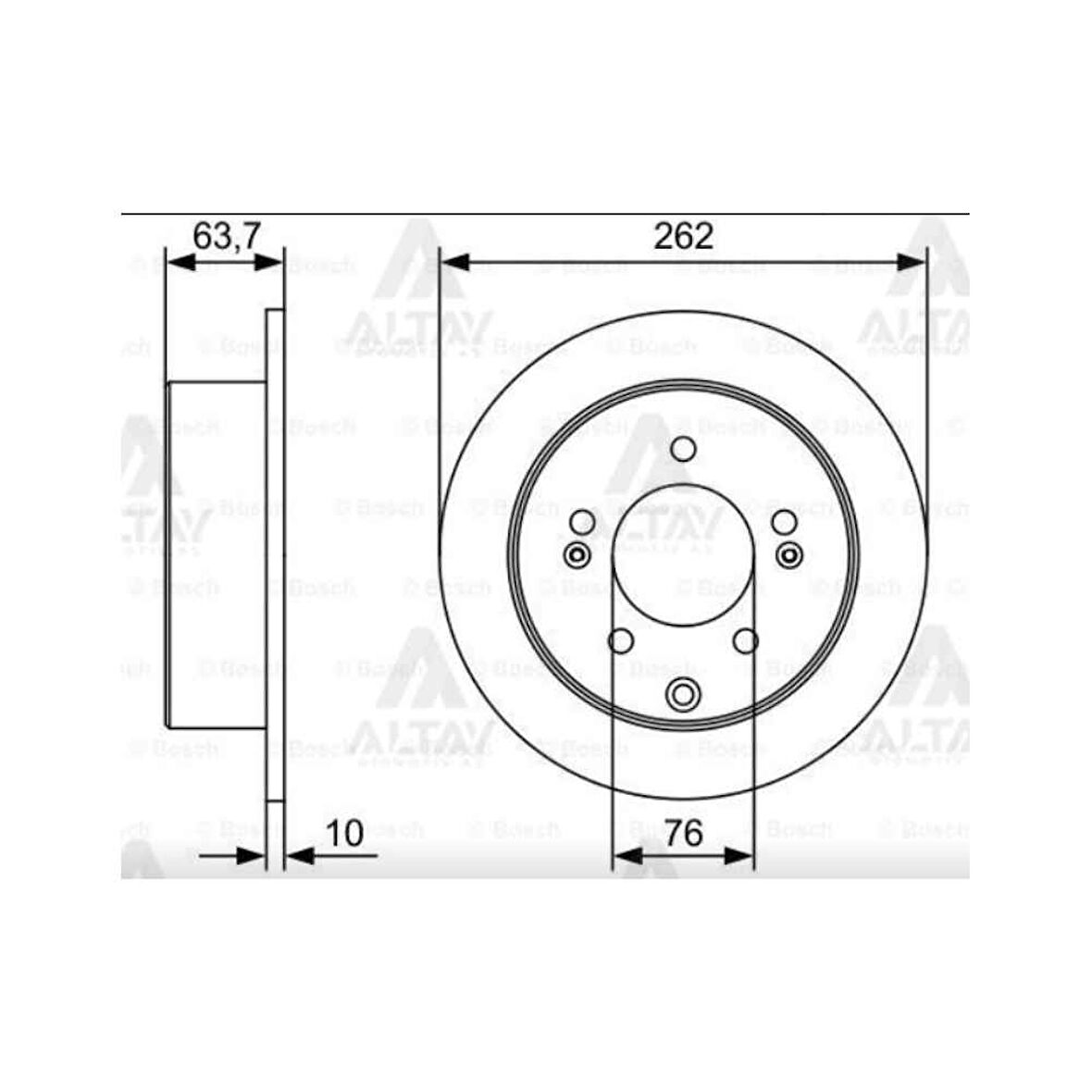 Cerato Soul 11- Arka Düz 262-5 Fren Diski - Bsh-0986479W12 - 584110Q300 