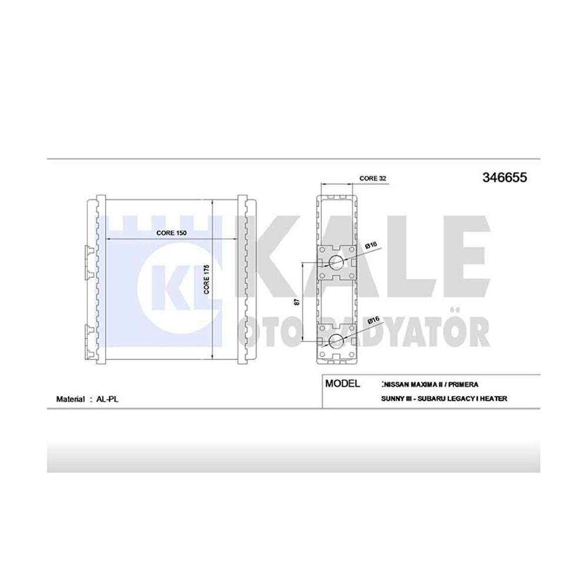 Primera 90-95 Sunny 90-94 Micra 92-00 Mekanik Kalorifer Radyatörü - Kle-346655 - 27140-6Jh15 