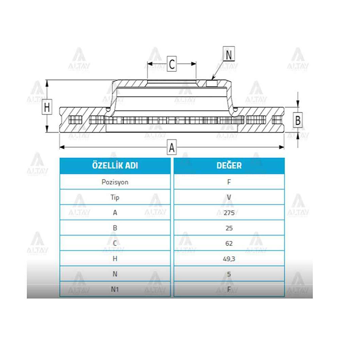 Corolla Uyumlu 06- Auris 07- Rav4 00- Ön Havali 273-5 Fren Diski - 4351202180 Bsh-0986479S16