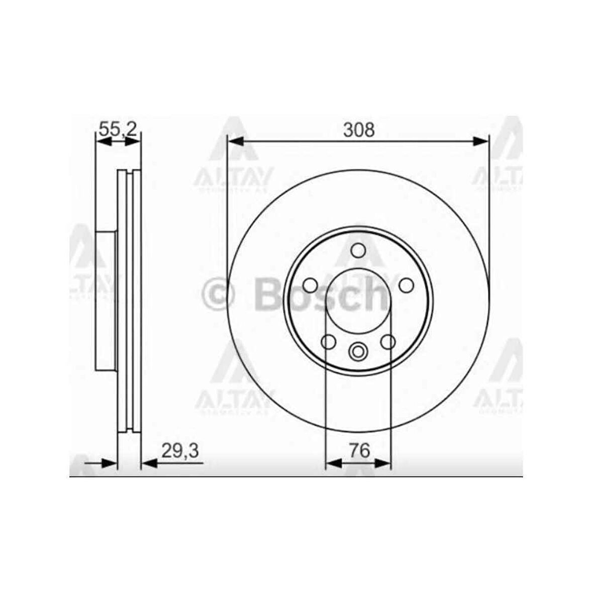 Transporter T5 03-09 Transporter T6 09-15 Ön Havali Fren Diski 308-5 Bsh-0986479R84 