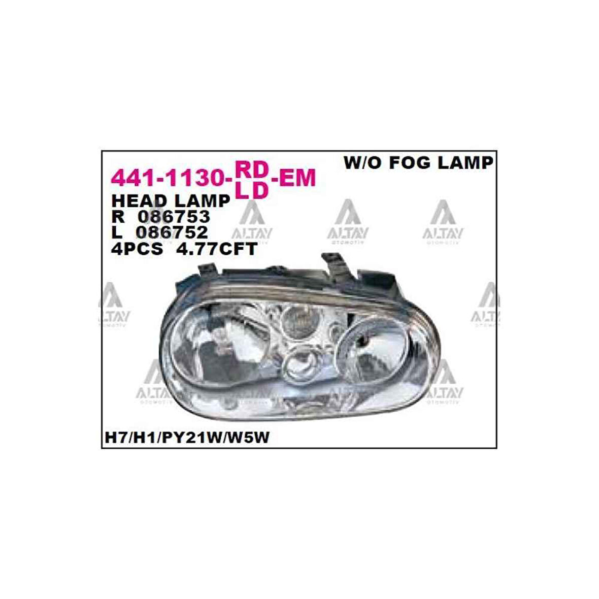Golf4 98-03 Sissiz Sol Far - Dpo-441-1130L-Ld-Em - 1J1941017F 