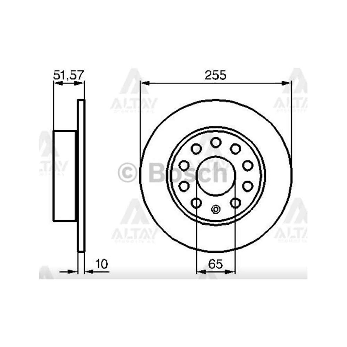 Caddy 10-15 1.6 Golf6 08-12 1.6 1.4 Arka Düz 255-5 Fren Diski - Bsh-0986479099 - 1K0615601K 