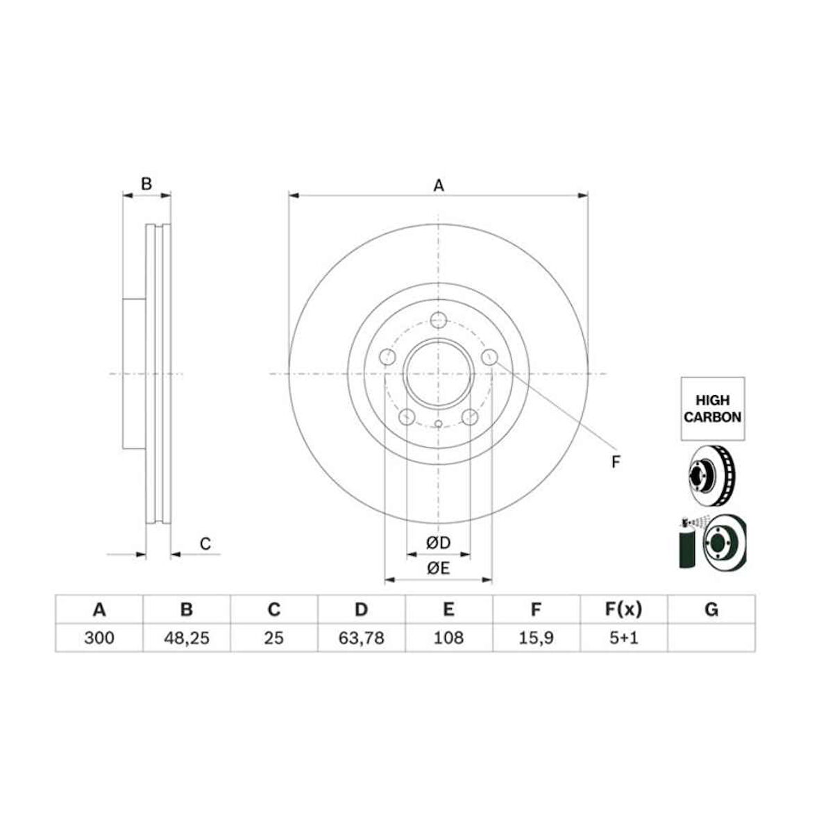 Connect Fren Diski Ön Adet 300 Mm 18- Bch 0986479G68 Kv6C 1125 Dc 