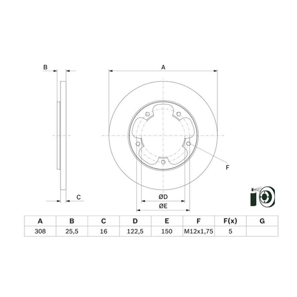 Transit V-363 Fren Diski Arka Adet Fiyat Tek Teker 5 Bijon 14- Bch 0986479F44 Kk31 2A315 Aa 