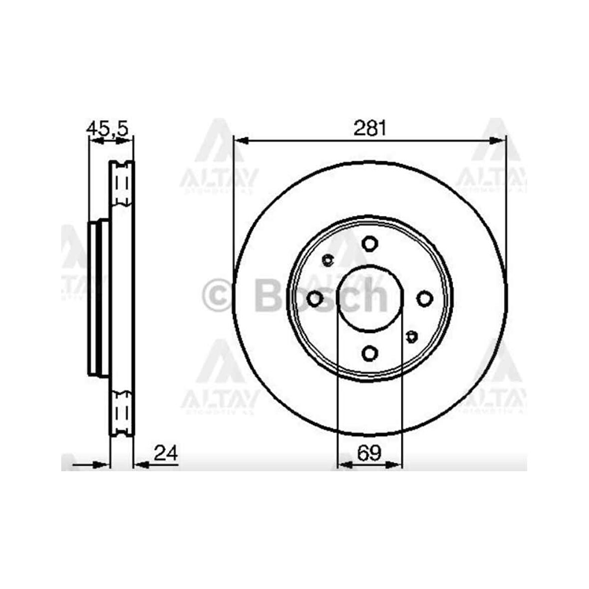 Carisma 00-06 Volvo S-40 00-03 Ön Havali 281-4 Fren Diski - Bsh-0986478493 - M818027 