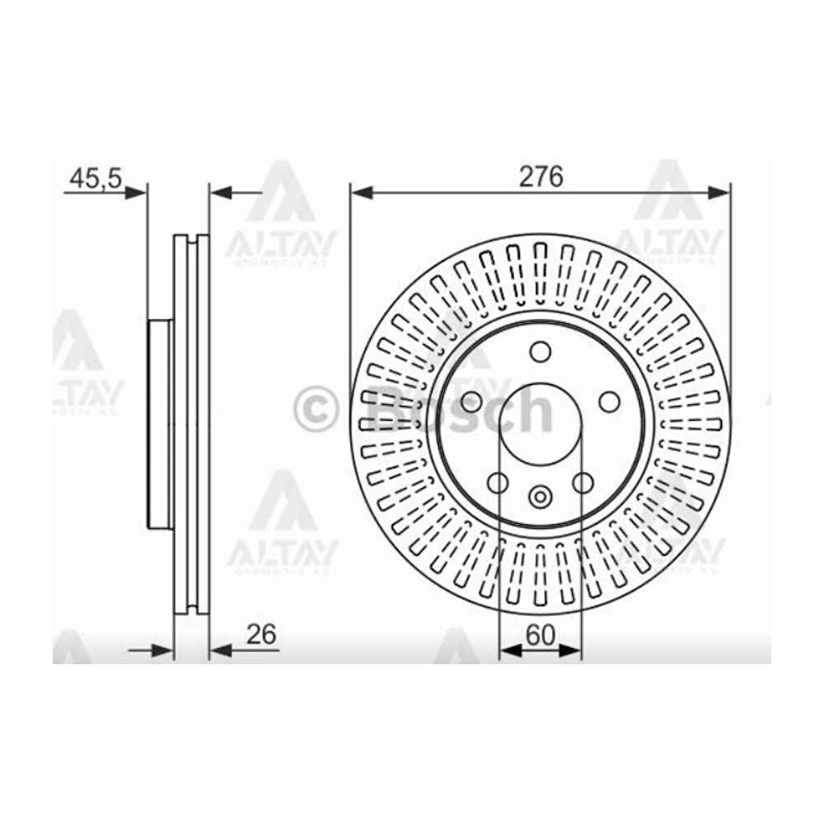 Astra K 15- Astra J 09-16 Aveo 11- Cruze 09- 276-5 Fren Diski - Bsh-0986479643 - 569069 