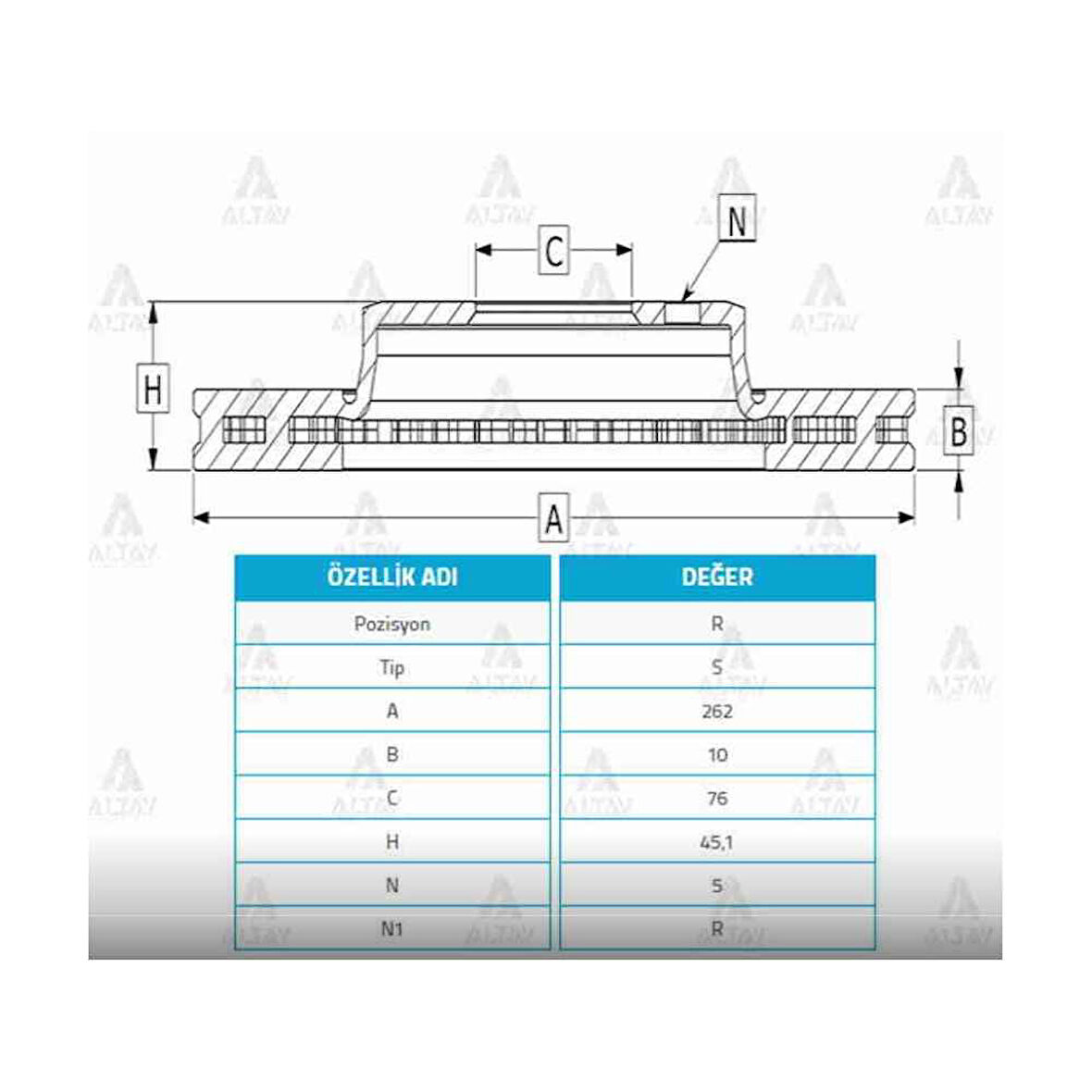 İ-30 12-15 Ceed 12-16 Elantra 11-20 Arka Düz 262-5 Fren Diski - Mhr-03705 - 58411-A6300 