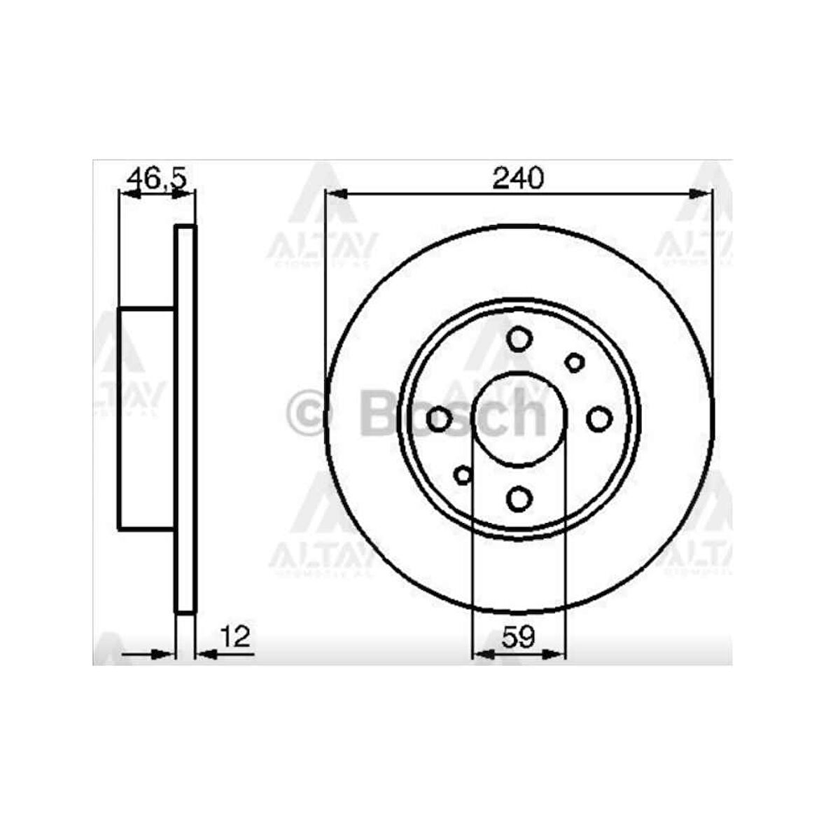 Uno 70 94-00 Ön Düz Fren Diski 240-4 - Bsh-0986478353 - 5961814 