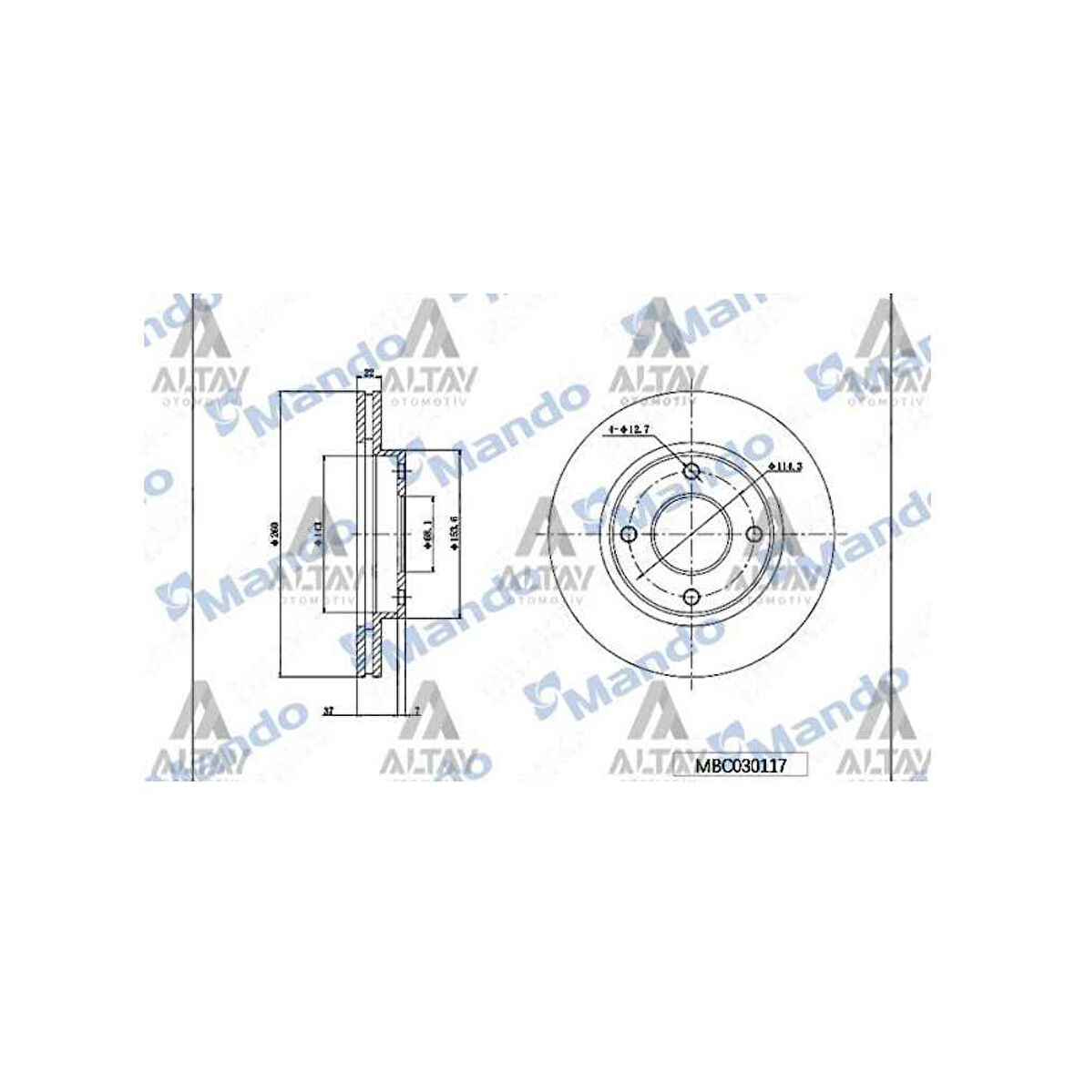 Clio 05-12 Logan İ 04- Megane 03-08 Micra 03-10 Ön Havali 260-Fren Diski - Mnd-Mbc030117 
