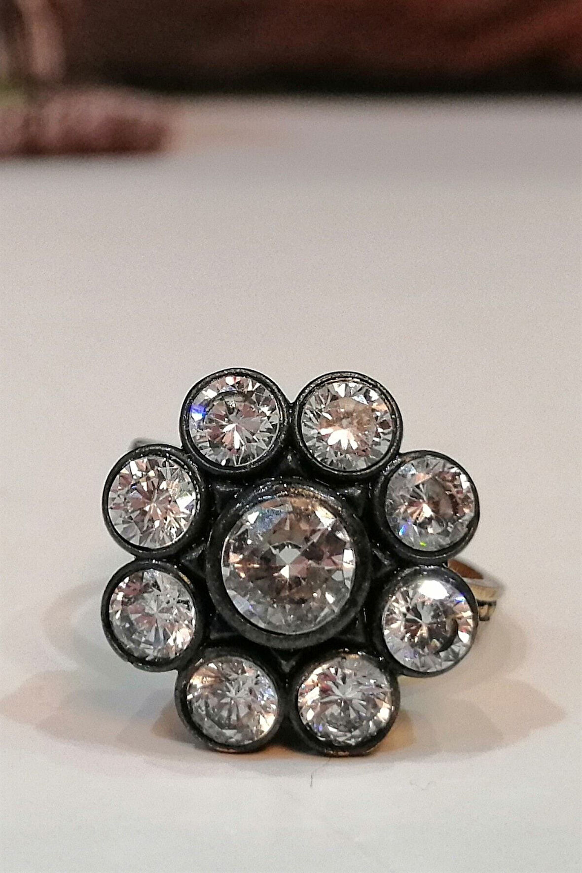 Elmas Montür Büyük Çiçek Yüzük