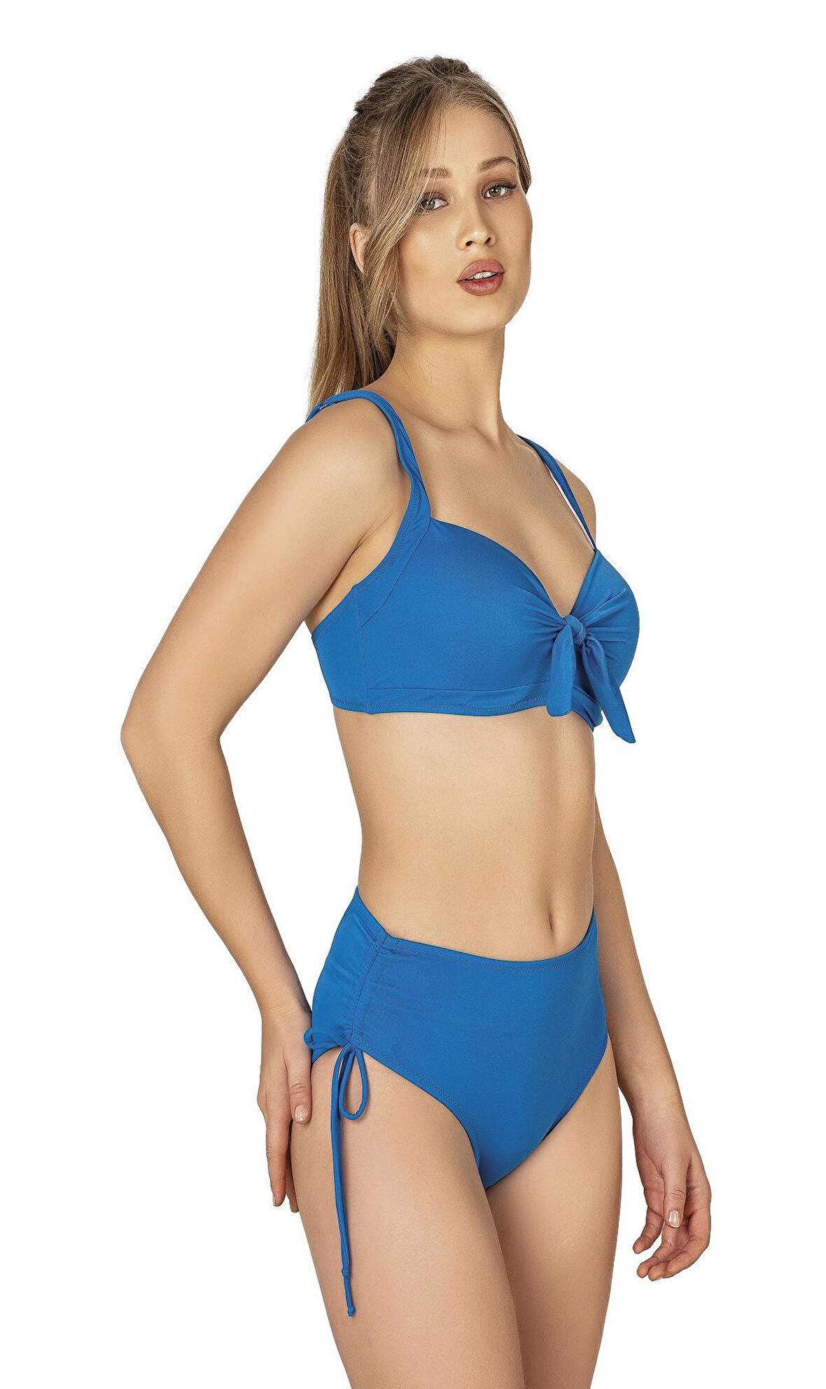 Endeep Kadın Fiyonk Detaylı Koyu Mavi Büyük Beden Bikini Takımı