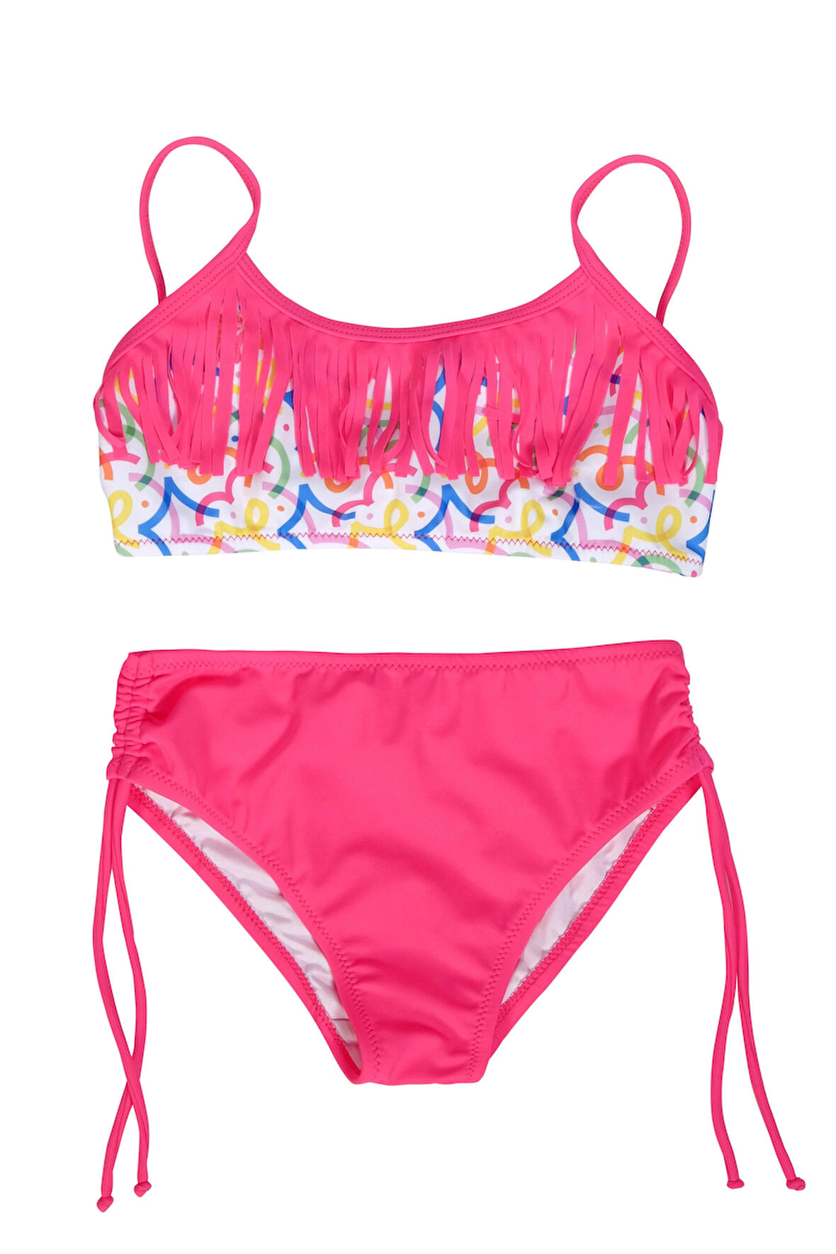 Endeep Kız Çocuk Püskül Detaylı Pembe Bikini Takımı