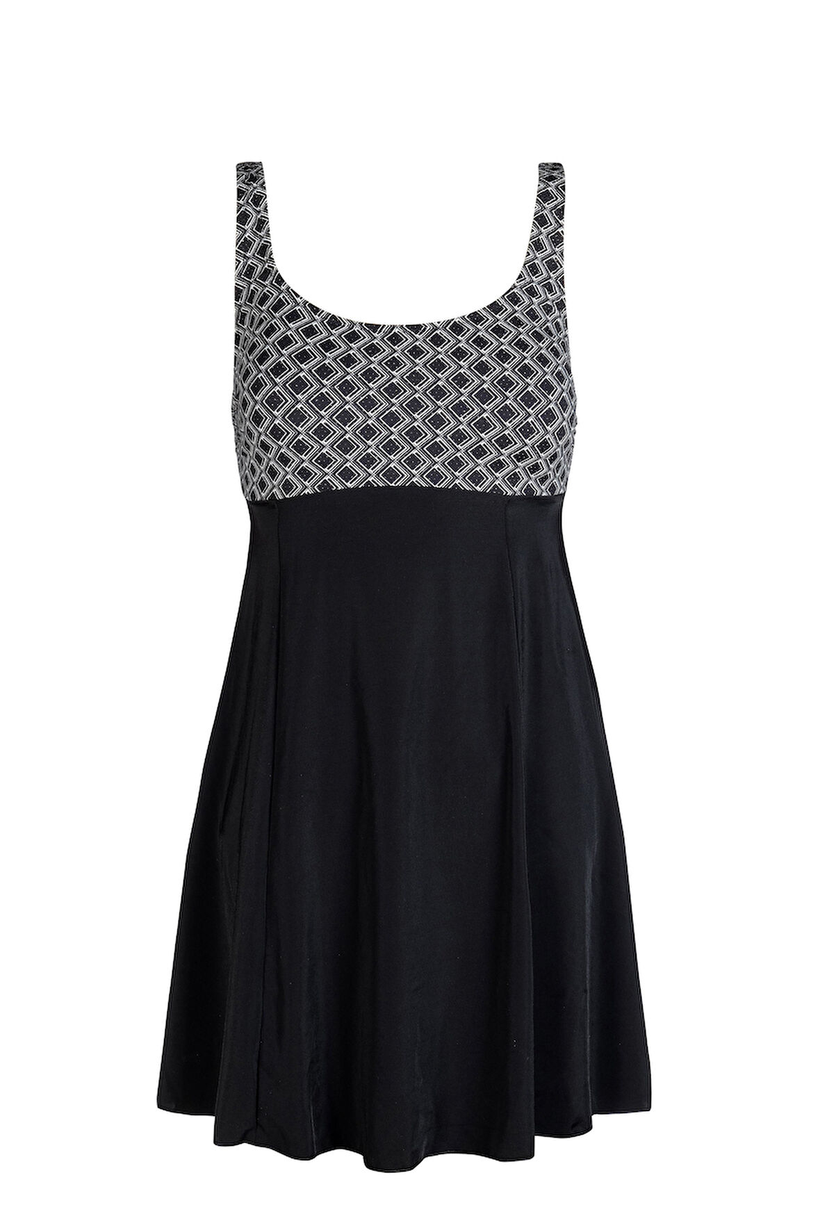 Endeep Kadın Kare Desenli Elbise Etekli Mayo