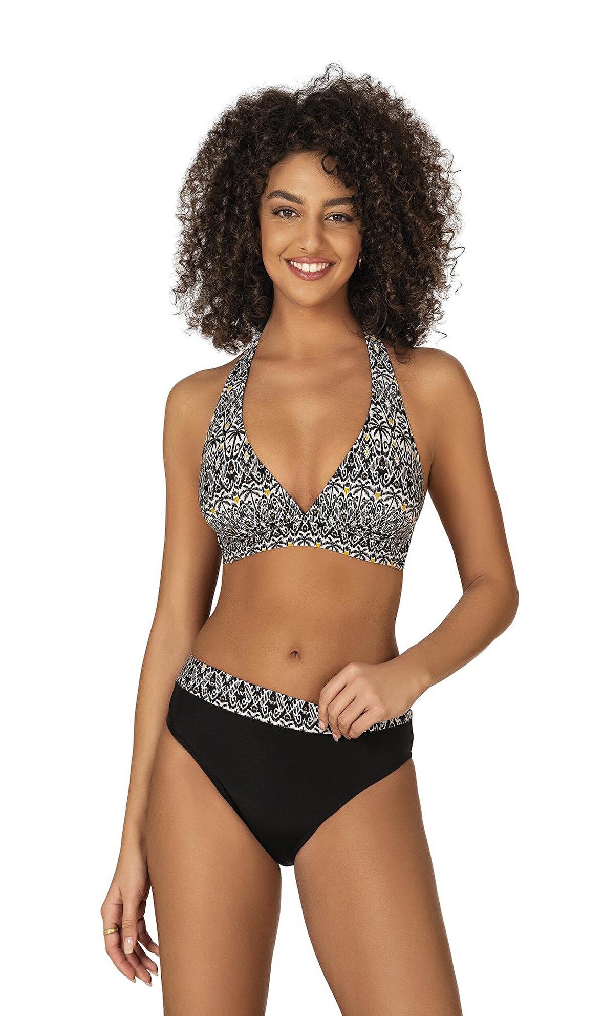 Endeep Kadın Desenli Boyundan Bağlamalı Bikini Takımı