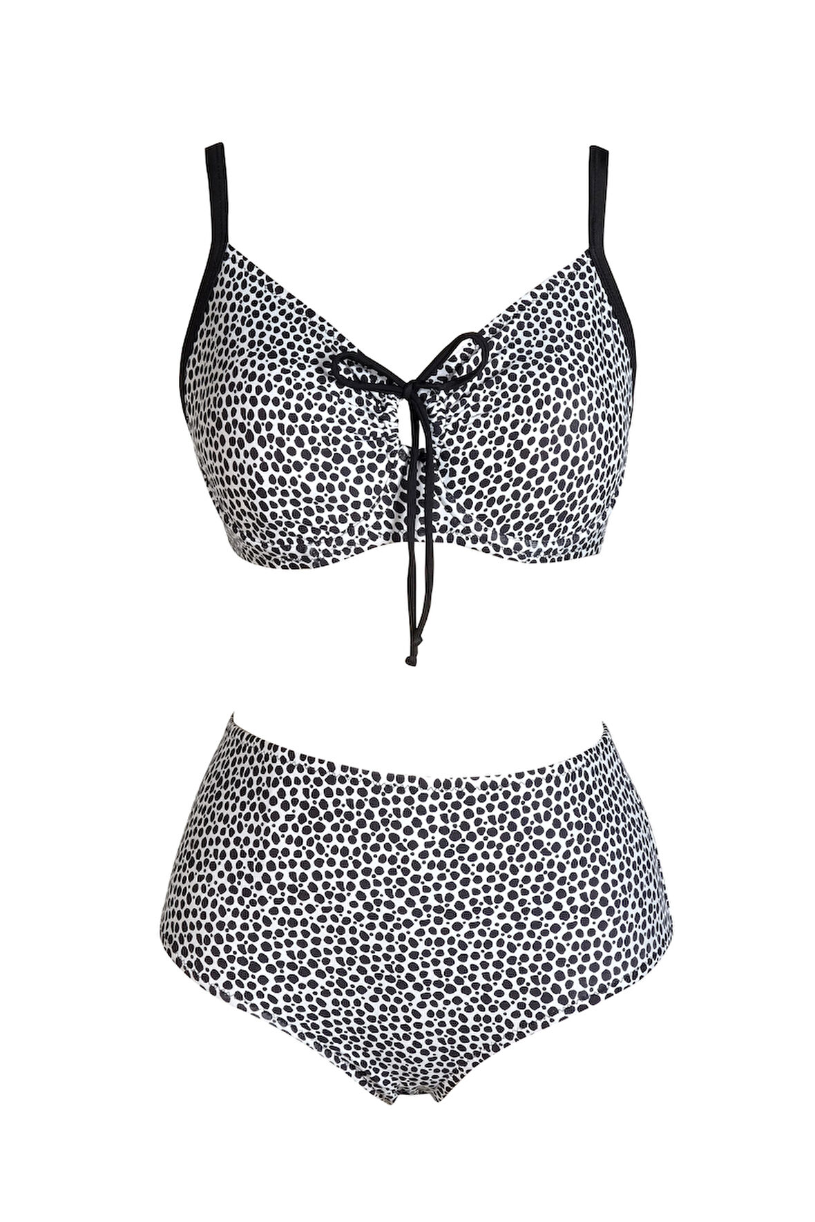 Endeep Kadın Balenli Destekli Büyük Beden Yüksek Bel Bikini Takımı