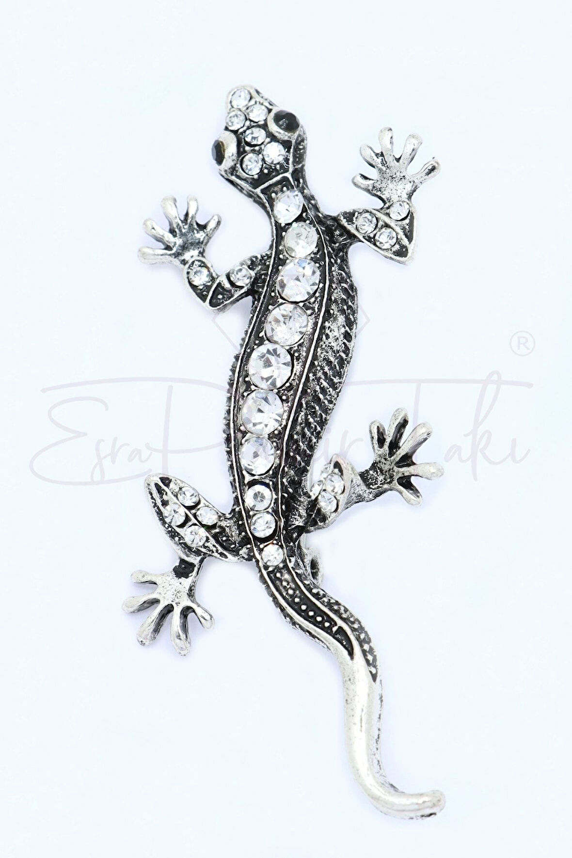 Zirkon Taşlı Kertenkele Broş