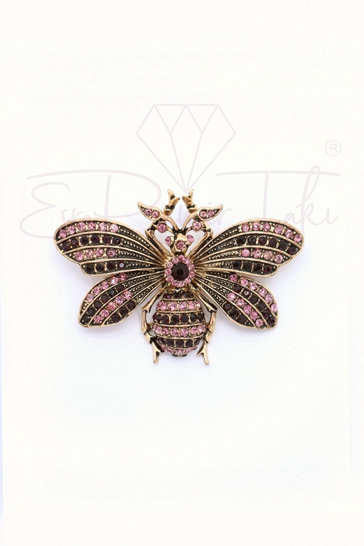 Zirkon Taş Böcek Broş