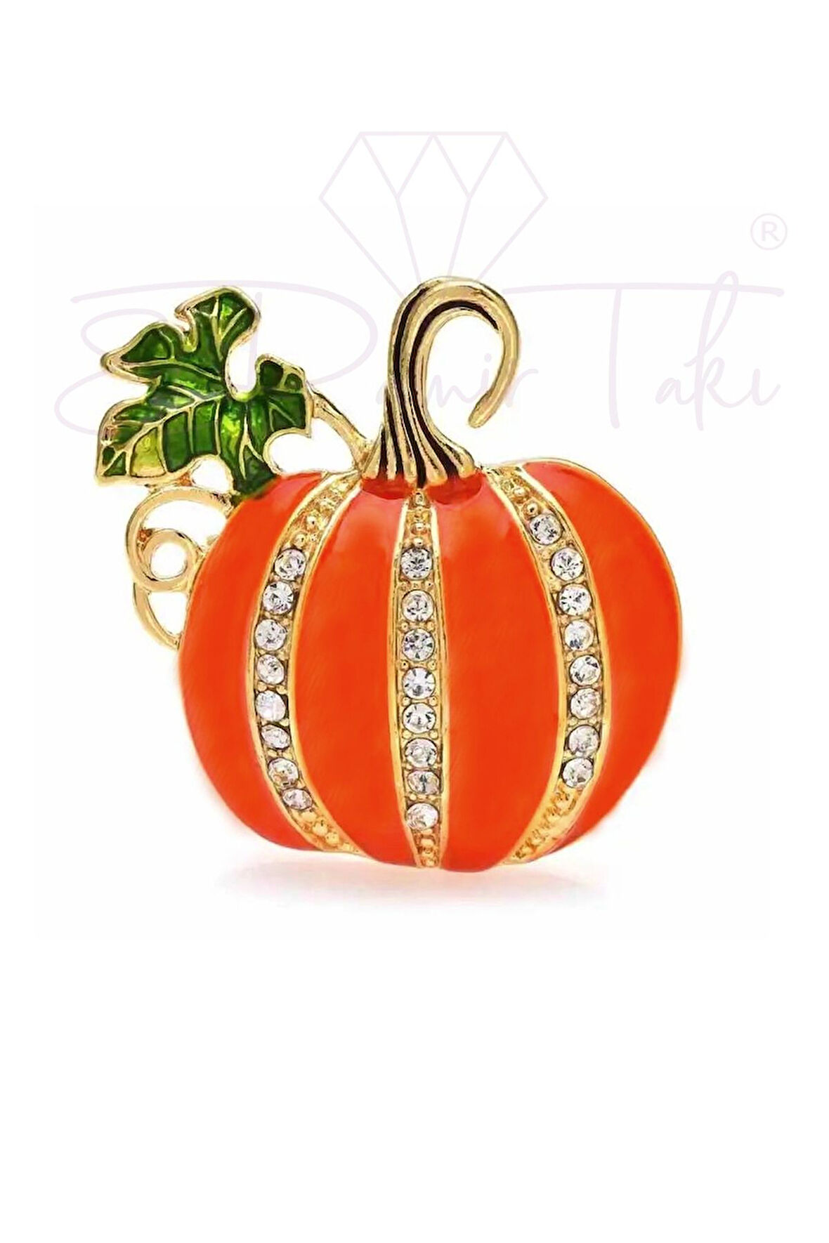 Zirkon Taş Bal Kabağı Broş