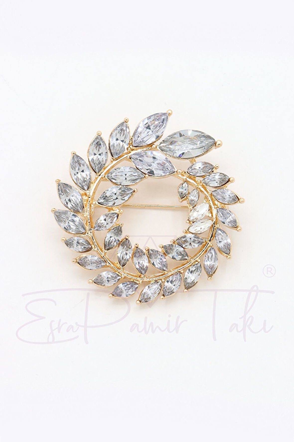 Altın Renk Çelenk Broş