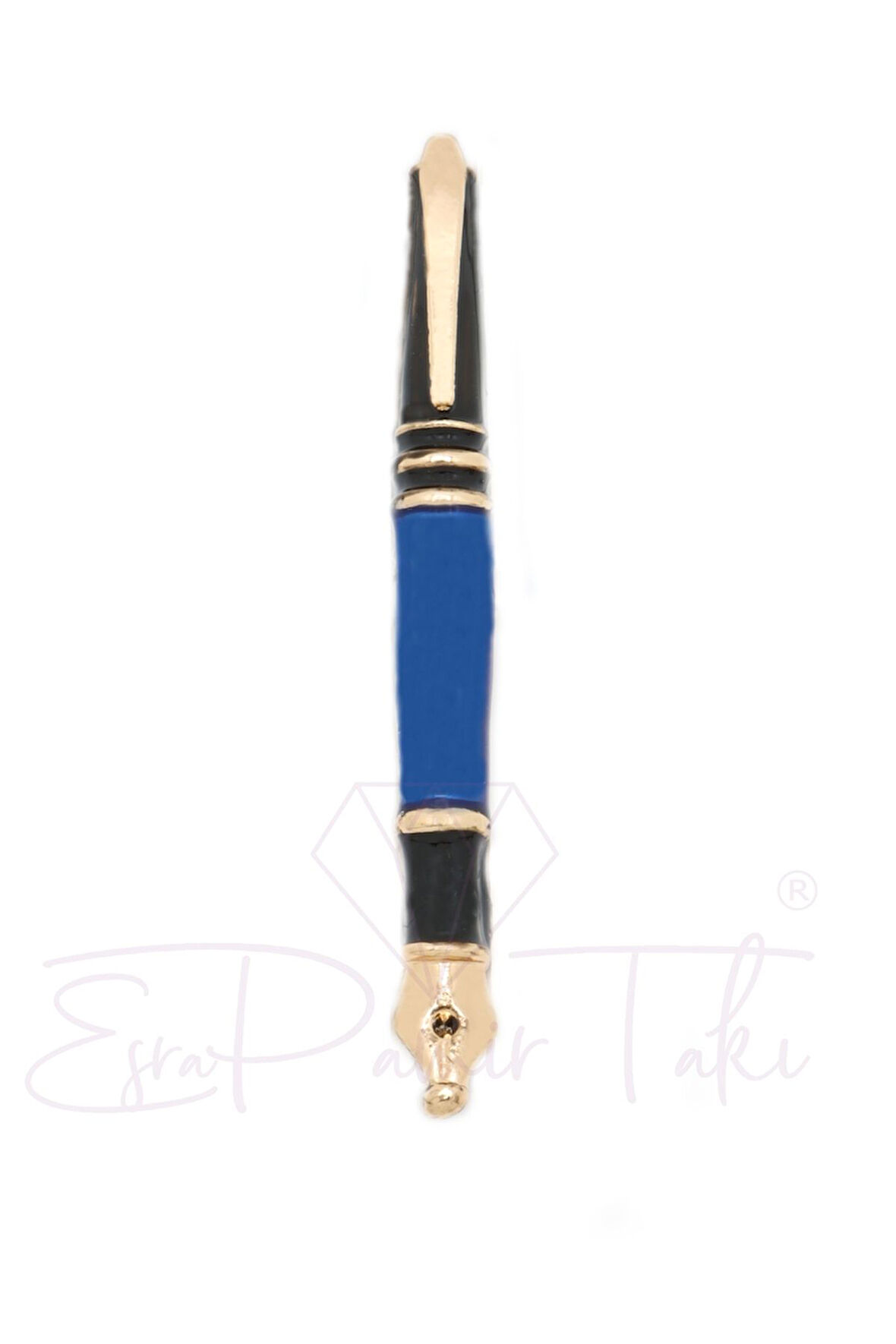 Lacivert Siyah Dolma Kalem Broş