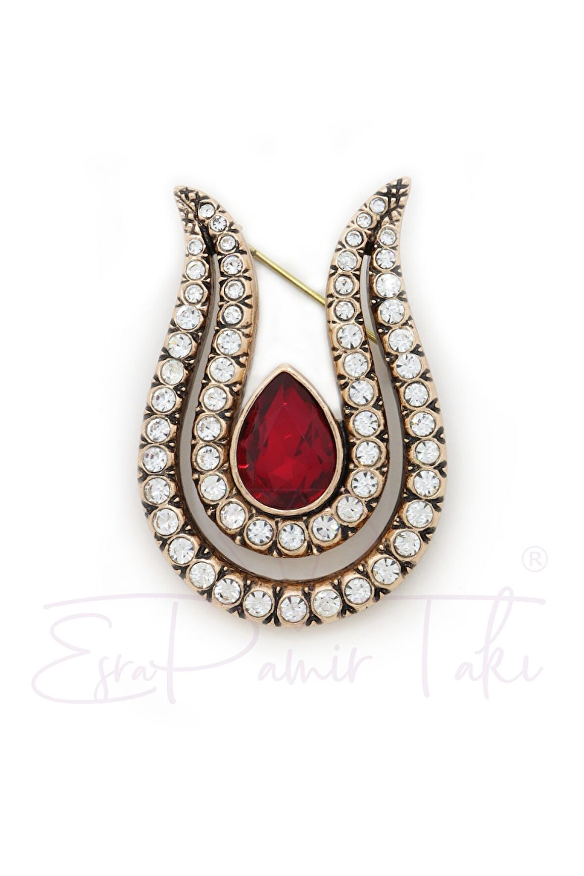 Yeşil Beyaz Zirkon Taş Elmas Montür Lale Broş