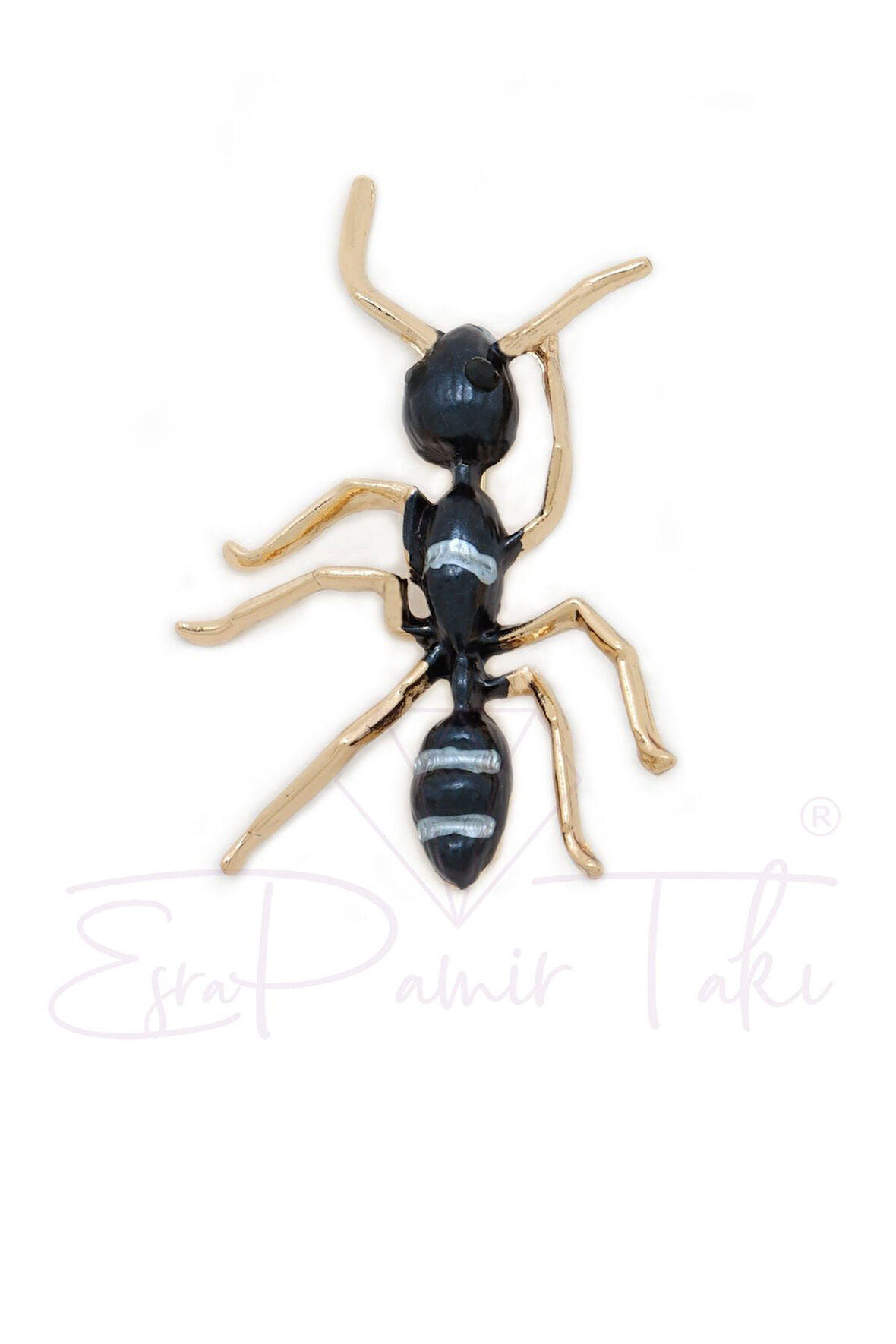 Siyah Beyaz Renk Karınca Broş