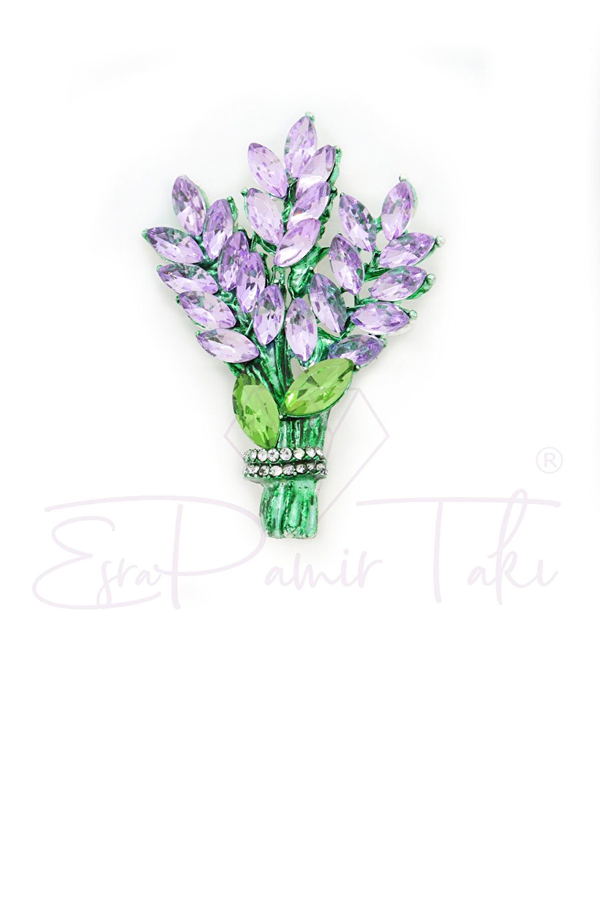 Lila Taşlı Başak Broş