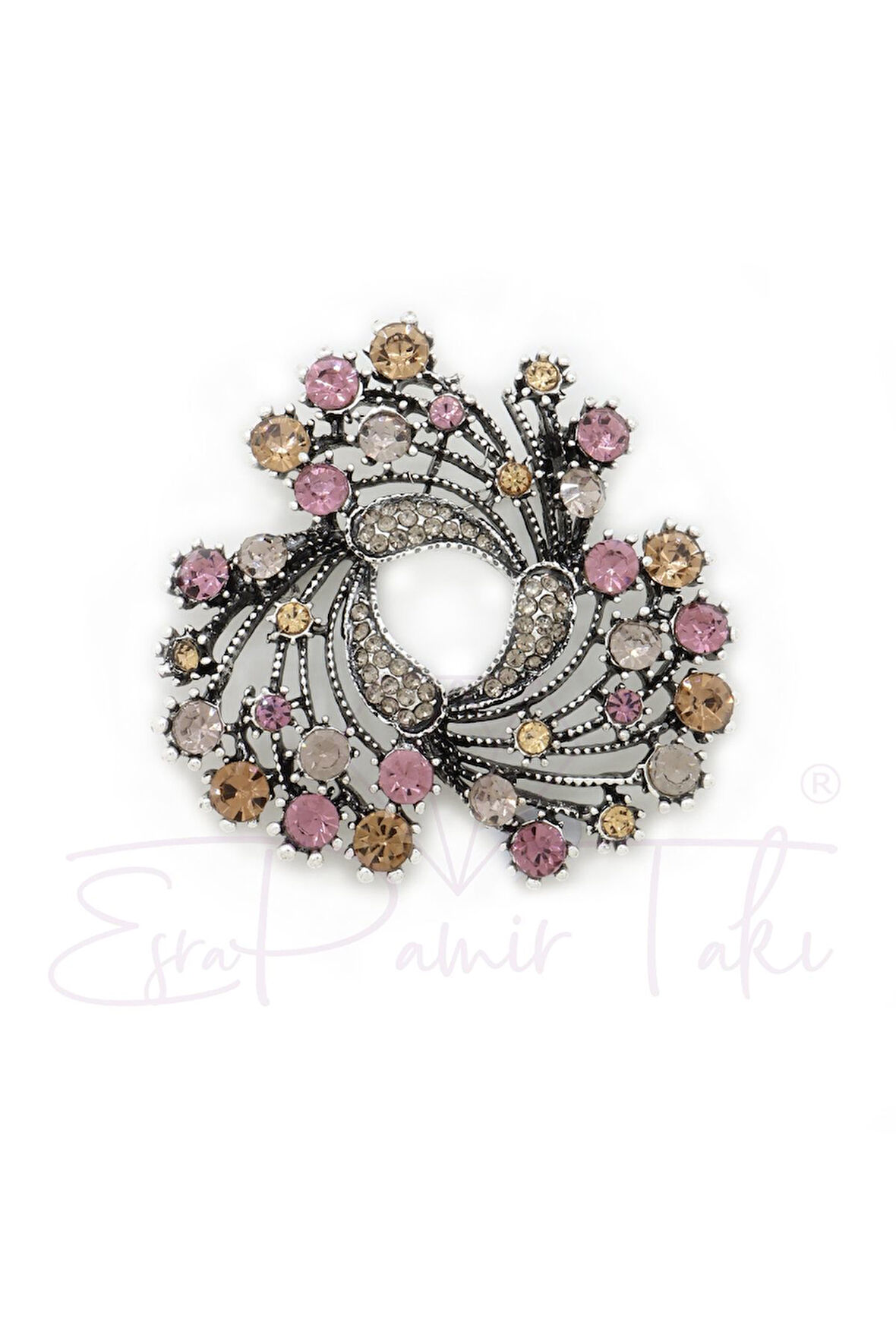 Çiçekli Markazit Broş