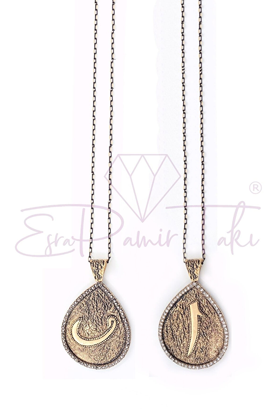 Elif Vav Çift Yüz Döner Kolye