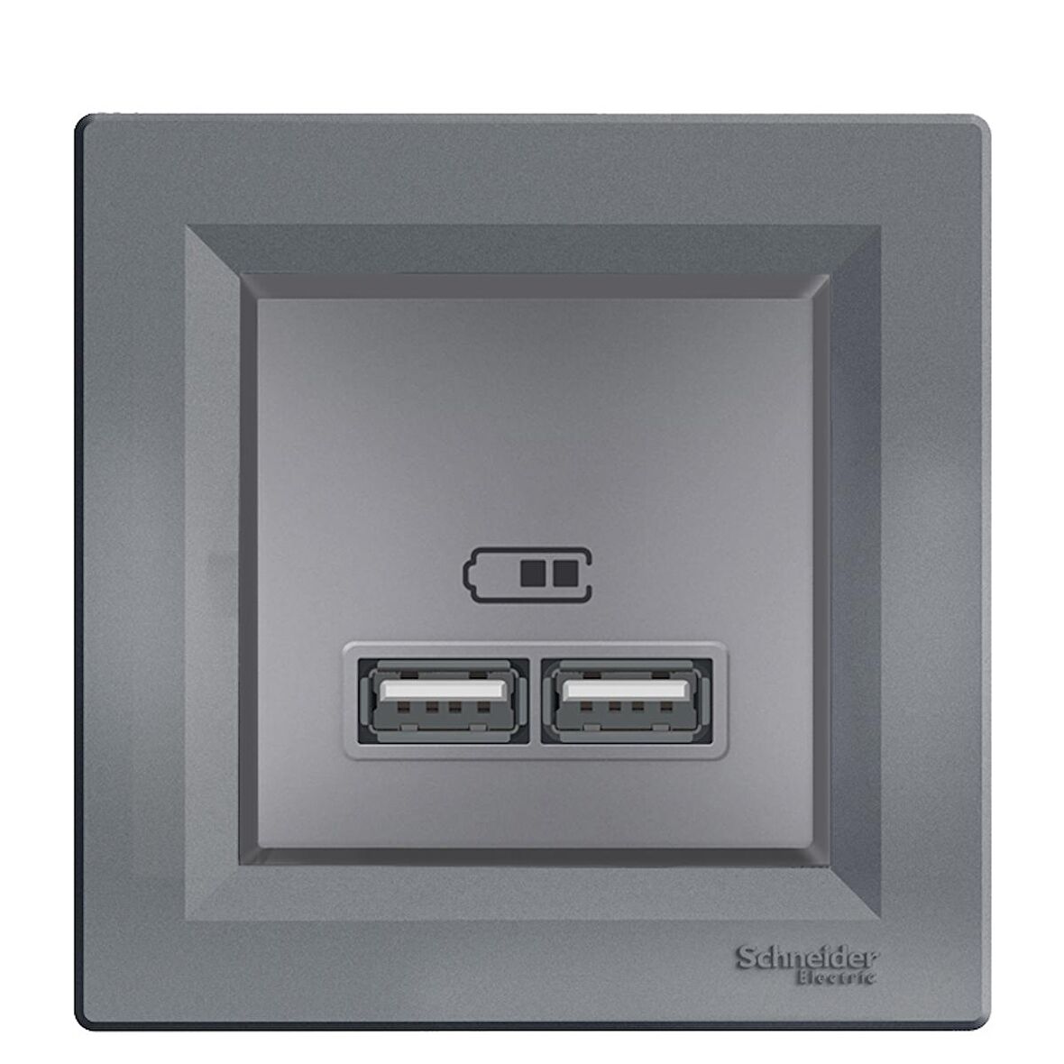 Schneider Asfora Plus Çelik USB Şarj Prizi 2.1A Type A Çerçeveli - EPH2700262