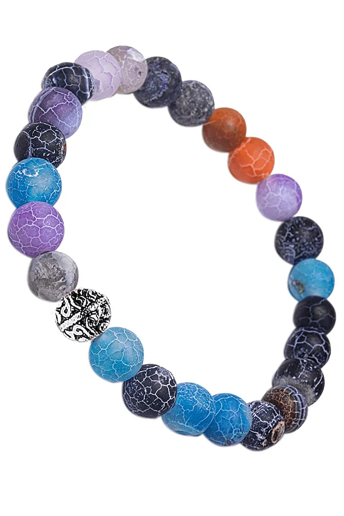 Sertifikalı Gümüş Aparatlı Renkli Multicolor Akik Taşı Bileklik