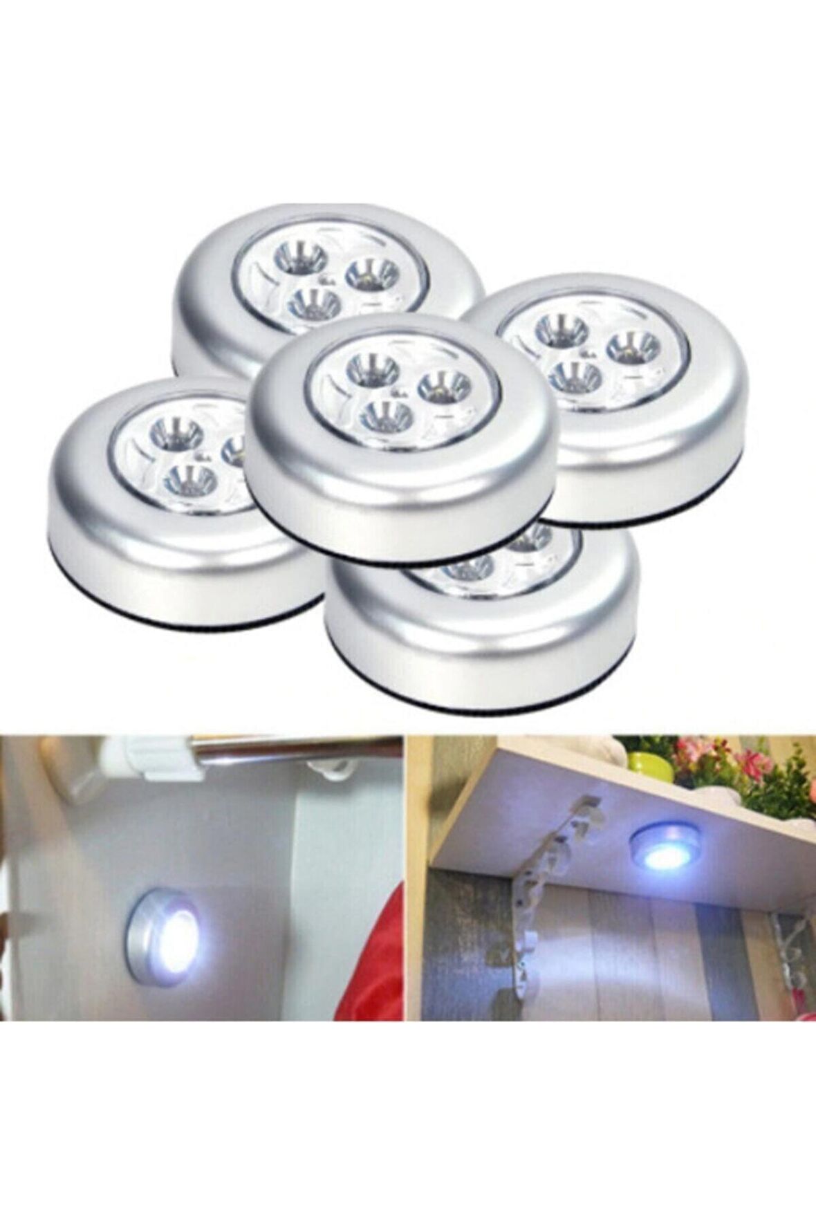 5li Set Mini Led Işıklı Pilli Lamba Portatif Dolap Içi Gizli Işık Kablosuz Duvar Kapı Aydınlatma