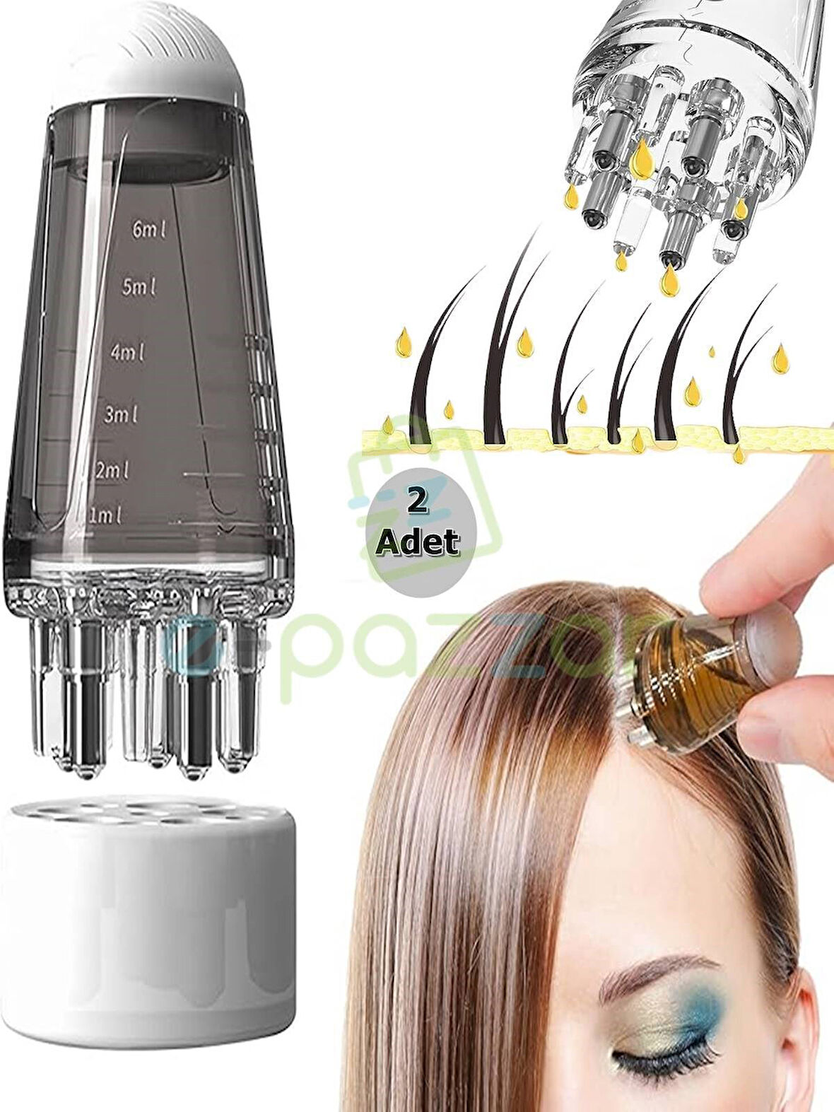 2 Adet Siyah 6 Ml Serum Ve Yağlar İçin Çelik Bilye Başlıklı Masajlı Kişisel Bakım Aplikatörü