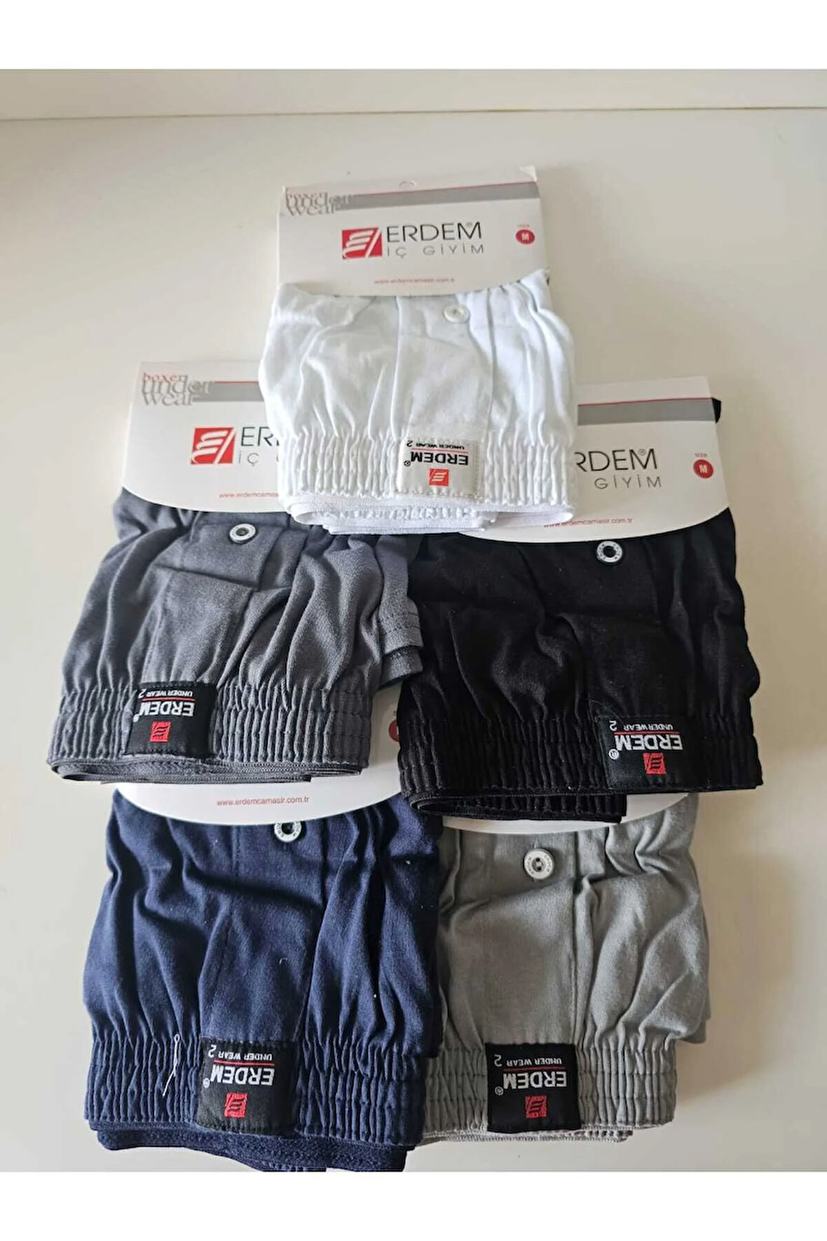 Erkek Karışık Renk 5 'lı %100 Pamuk Penye Boxer-(1480)