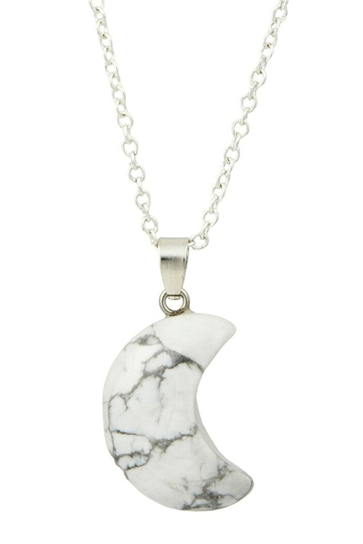 Sertifikalı Havlit Doğal Taş Ay Model Kolye