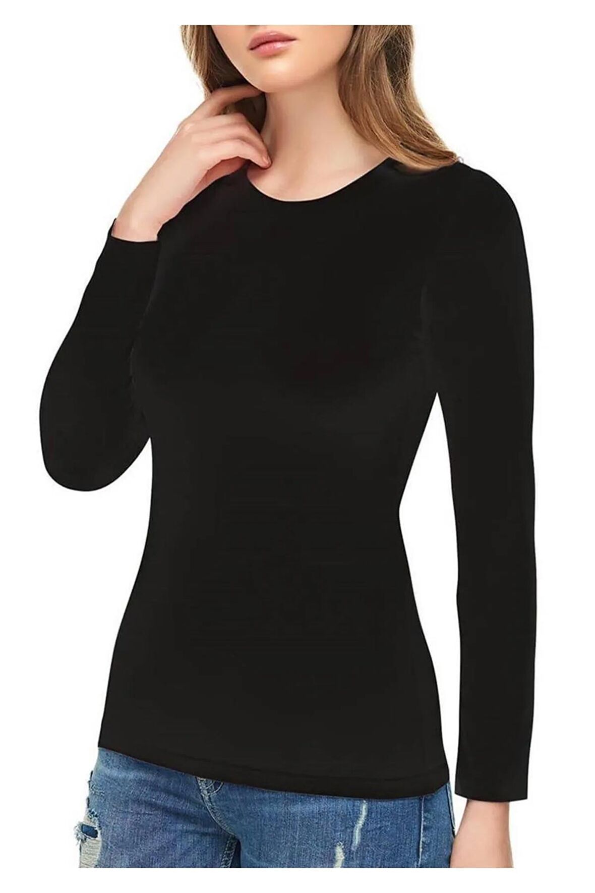 Elit Elastan Uzun Kol Kadın Bady 2203 | Siyah