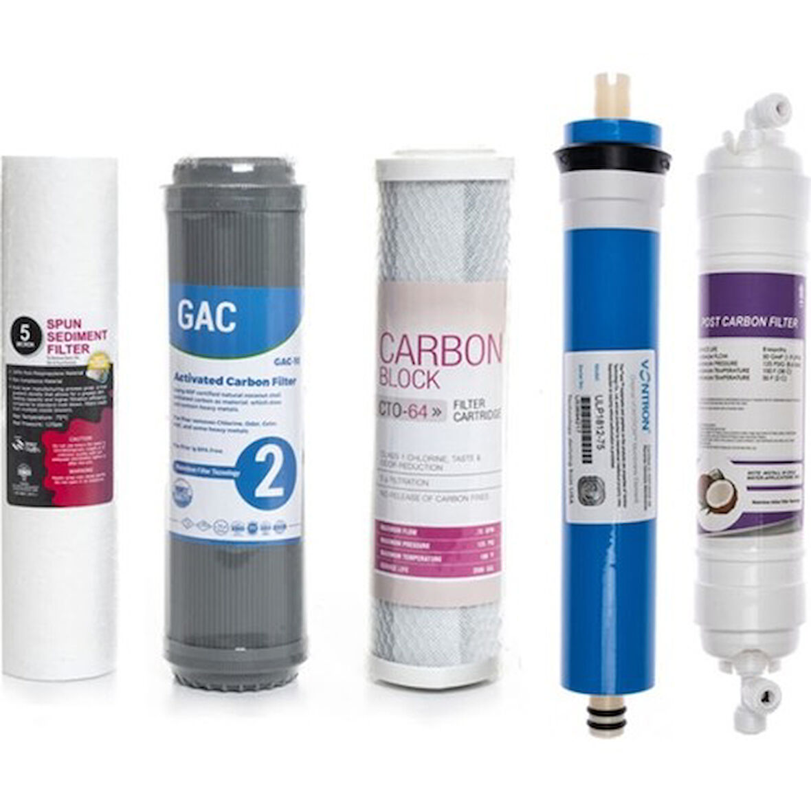 Tüm 10 inch Açık Kasa Su Arıtma Cihazı Uyumlu 5'li Filtre Seti Vontron Membranlı