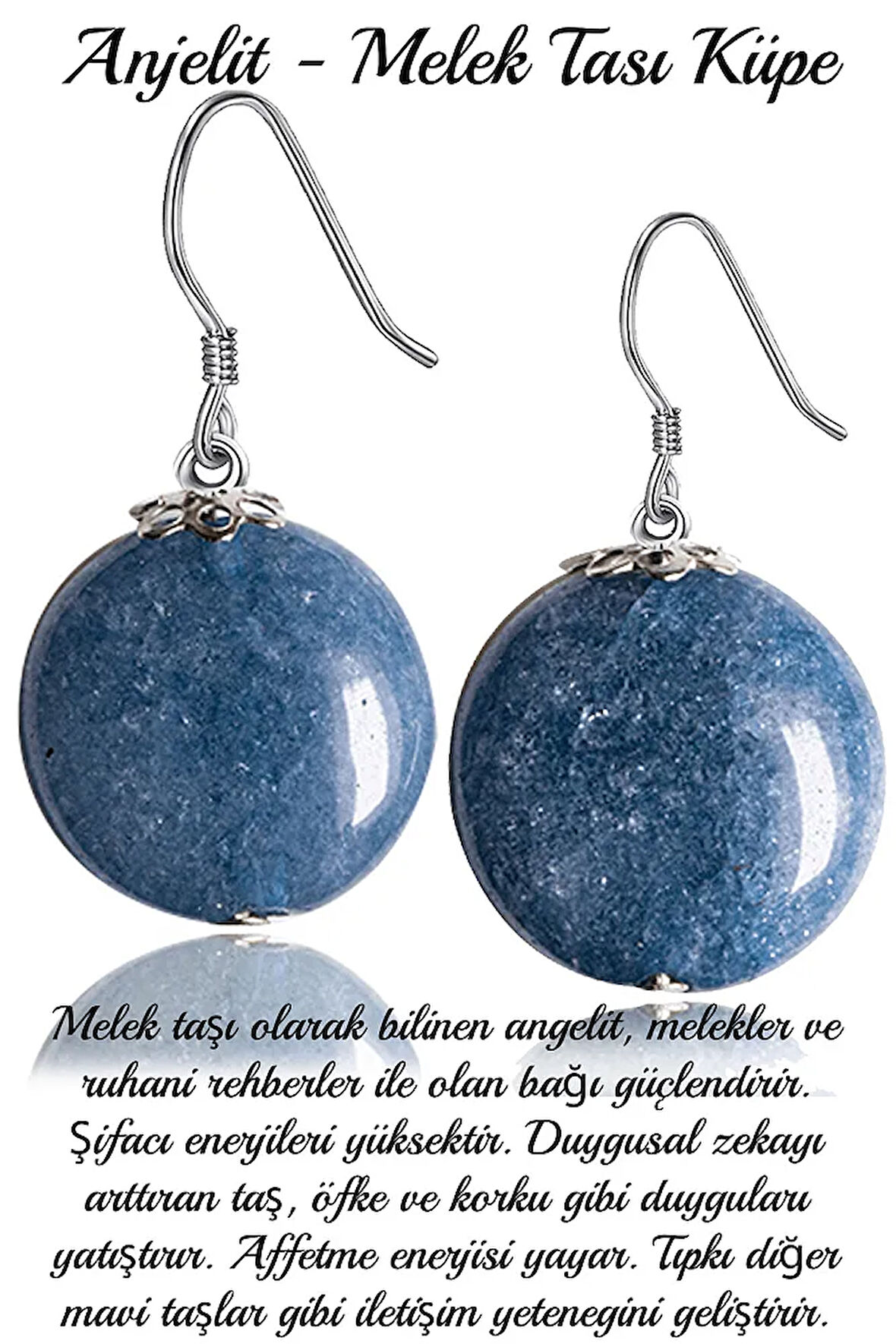 Sertifikalı Anjelit - Angelite Melek Taşı Küpe