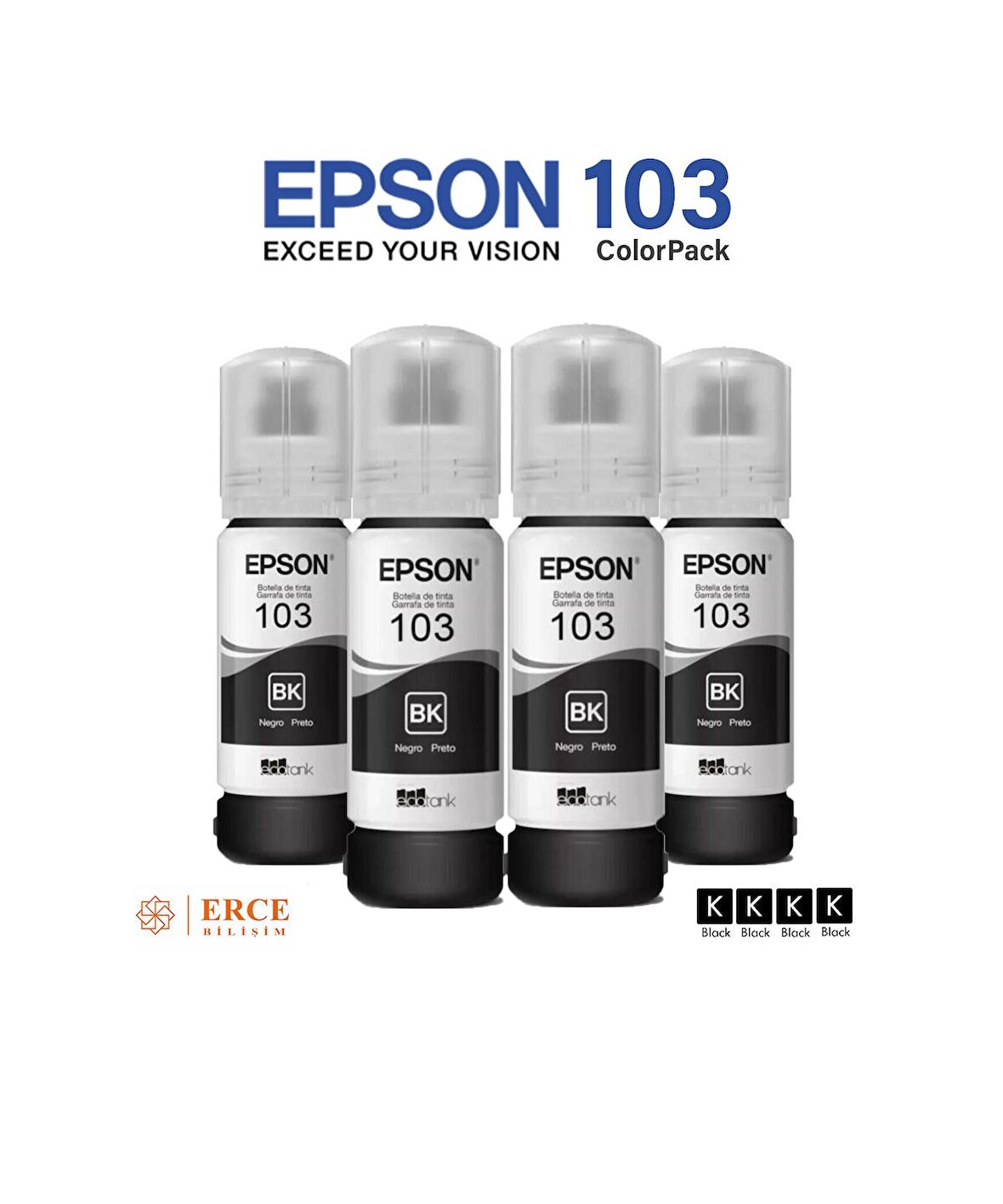 Epson 103 L5290 Uyumlu Dörtlü Siyah Ink Bottle