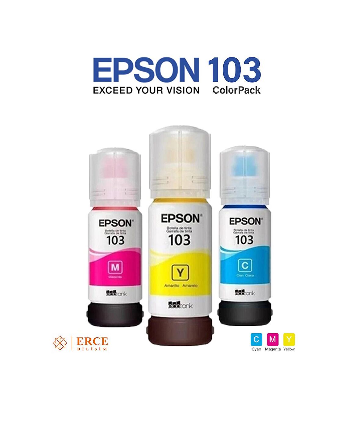 Epson 103 C13T00S24A EcoTank L5296 3 Renk Şişe Mürekkep