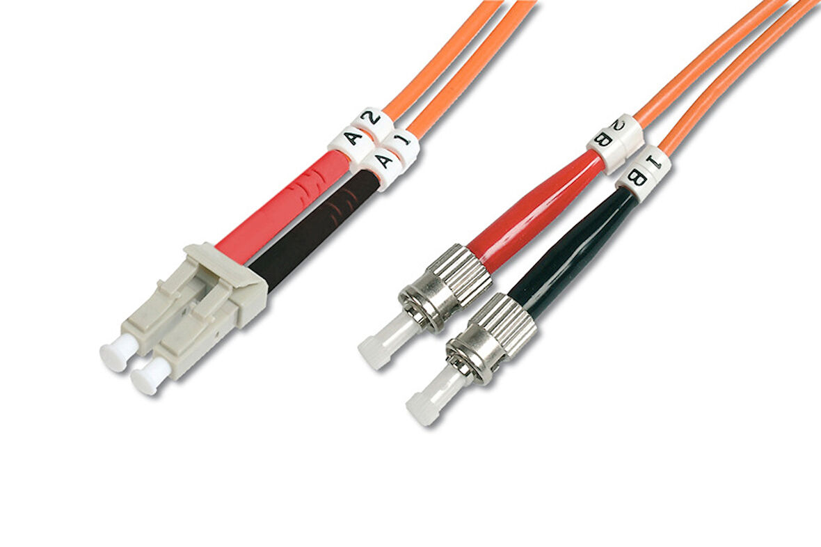 Digitus LC-ST Fiber Optik Patch Kablo, Multimode, Duplex, OM2 50/125, 1 metre&lt;br&gt; 
Digitus Fiber Optik Patch Cord, duplex, LC to ST MM OM2 50/125 µ, 1 m